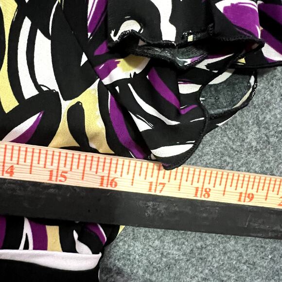 VTG Y2K Abstract Floral Empire Waist Blouse XXL (19) Wrap V-Neck Top - Picture 7 of 8